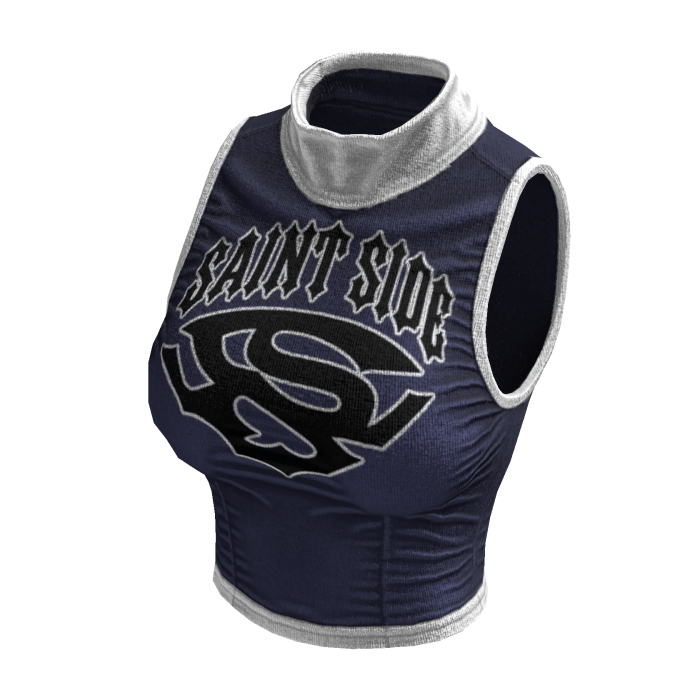 Sleeveless Y2K Top (Dark Blue White)