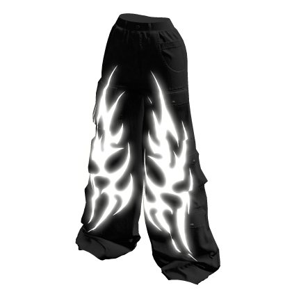 Glowing Emissive Black Y2K Baggy Cargo Jeans