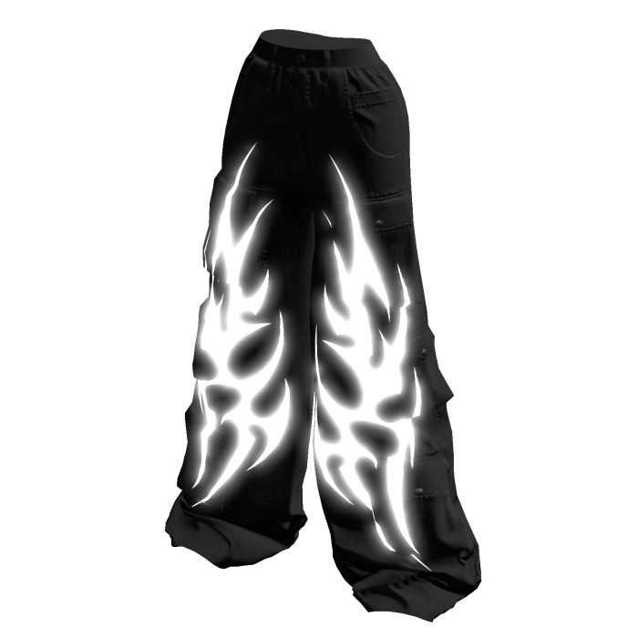 Glowing Emissive Black Y2K Baggy Cargo Jeans