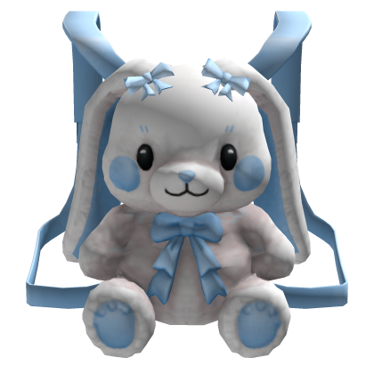 Cute Blue Fluffy Bunny Plush Backpack Roblox item