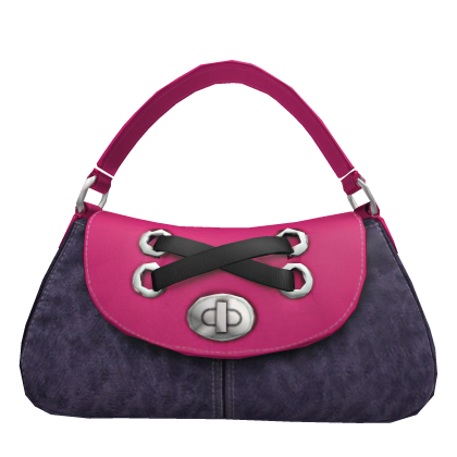 Purple denim pink corset shoulder bag