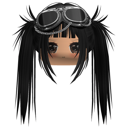 Emo Gothic Face w/ Spiky Pigtails (Black) Roblox item
