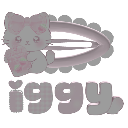 ♡ : cute pink strawyberry cat iggy hairclip thumbnail