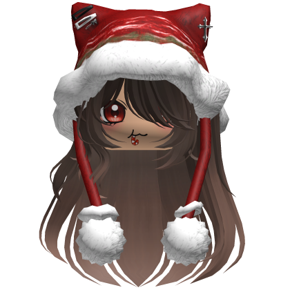 Long Brown hair cute Christmas hat Y2k