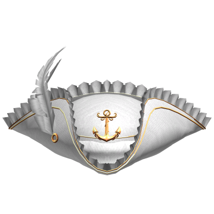 Ruffled Pirate hat with gold details - White