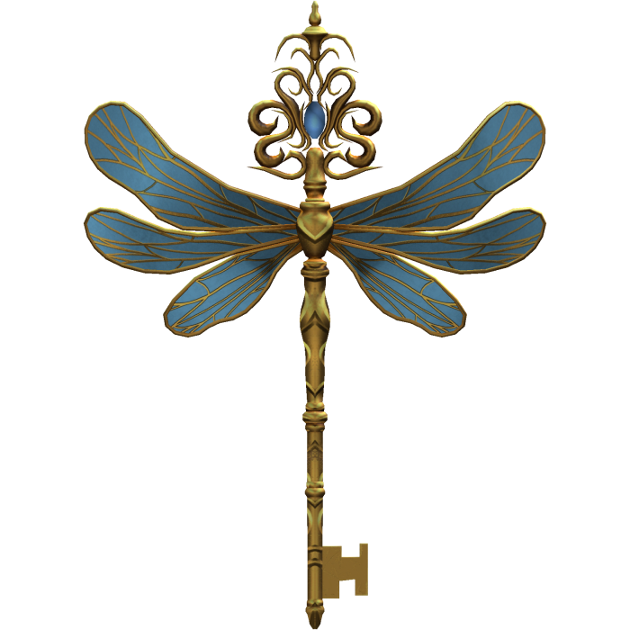 Light Blue & Gold Magical Dragonfly Key 