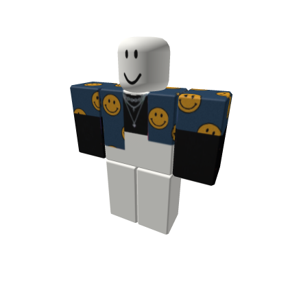 Yellow smiley face blue shirt layered black indie