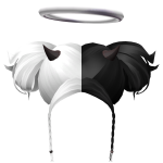 Halo Demon Horns Split Black White Hair