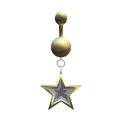 Gold Star Belly Button Piercing w/ White Gem (3.0)
