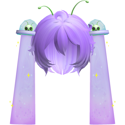 👽 Cute Silly Alien UFO Pigtails Hair in Purple