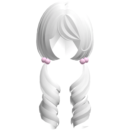 adorable dolly curly pigtails w bobbles in white Roblox item