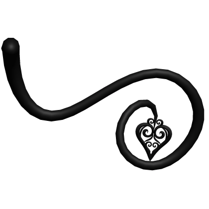 Curled Black Heart Devil Tail