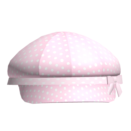 cute polka dot beret cap in pink Roblox item