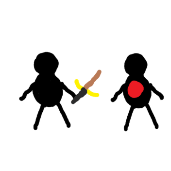 sword fight as an ant in a sandbox