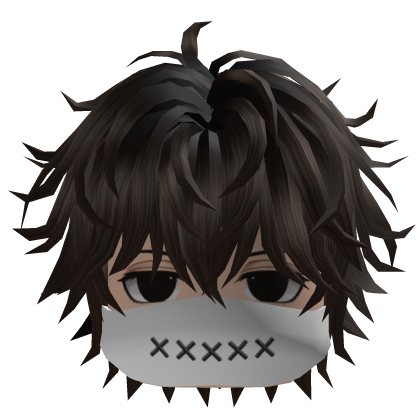Fluffy Anime Hair w/ Mask (Dark Brown)
