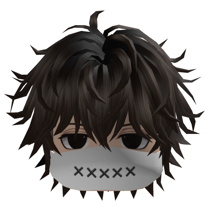 Fluffy Anime Hair w/ Mask (Dark Brown)