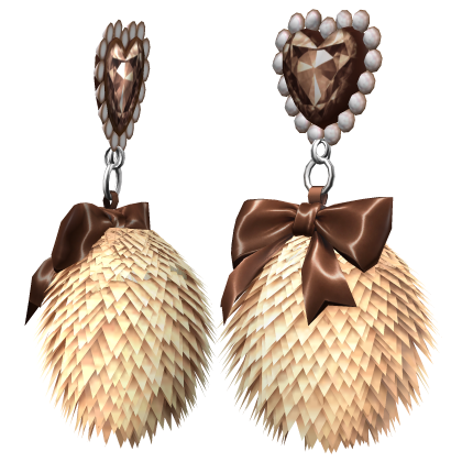 Kawaii Gyaru Fluffy Heart Earrings Brown Beige