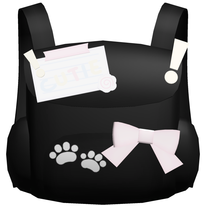 ♡ kawaii black backpack w sticky notes n bow