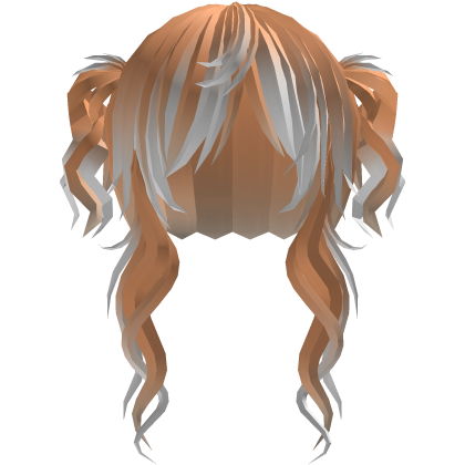 ‘’ (๑ — ‸ ҂)ゝcurly emo twin tails in pastel orange Roblox item