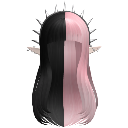 Long Layered Hair w/ Spike Headband Pink & Black Roblox item