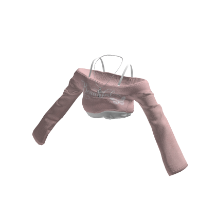 💜 Off-Shoulder Crop Top w/ Cross Necklace_Pink