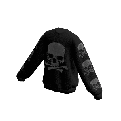 Crossbones Skull Oversized Black Sweater