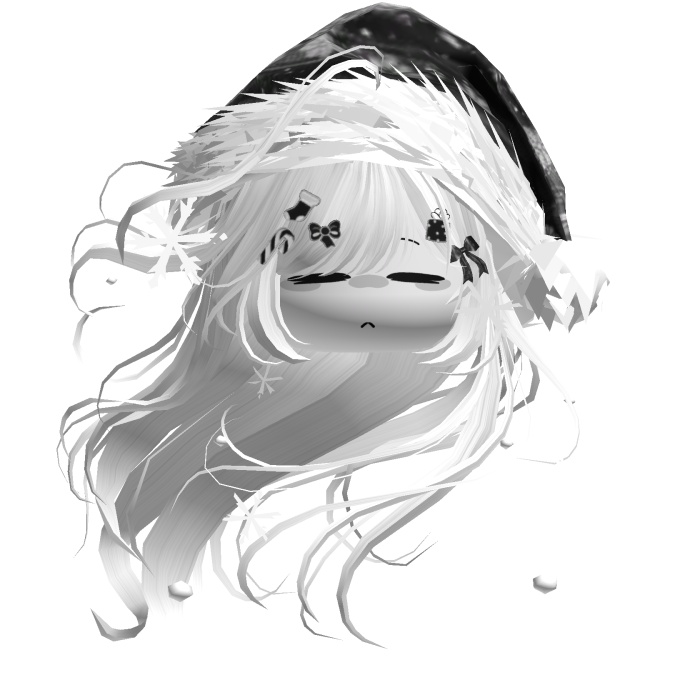 Windy Anime Hair w/Santa Hat (White)