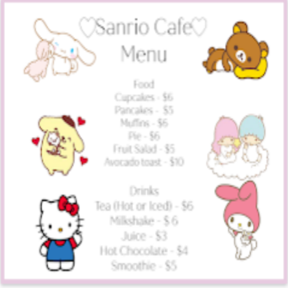 Hello Kitty Cafe menu Roblox decal