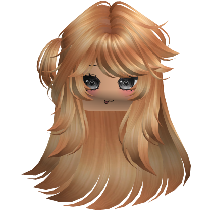 Fluffy long Cute Brown Blonde Y2K emo hair Roblox item