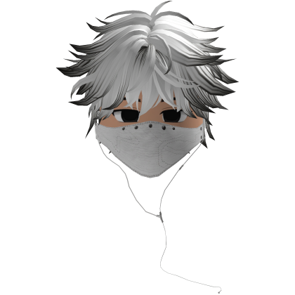 Cute Emo Boy Headphones Mask white Y2K ( white )