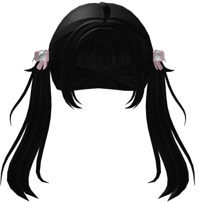 💗 RARE! cutecore long pigtails w/ hairclips black