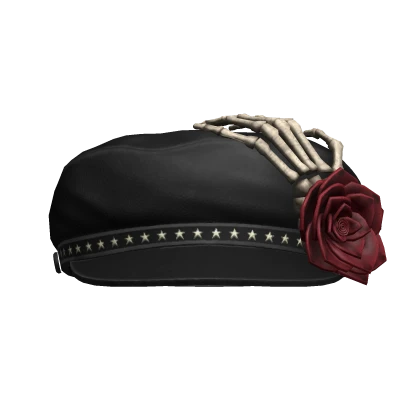 Goth Black Beret Red Rose Skeleton Hand | Roblox Item - Rolimon's