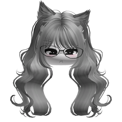Wavy Moe Pigtails w/ Cat Ears (Gray)