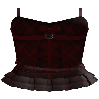Dark Red Plaid Cutesy Corset Pleated Mini Dress