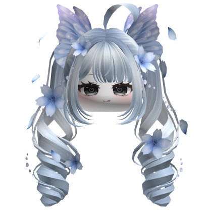 Mystical Sakura Petal Pigtails (Sky Blue)