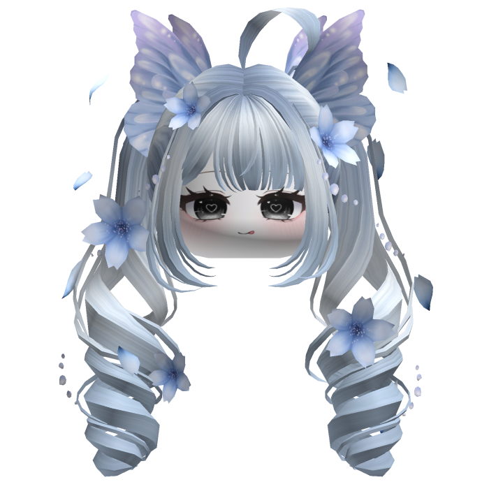 Mystical Sakura Petal Pigtails (Sky Blue)
