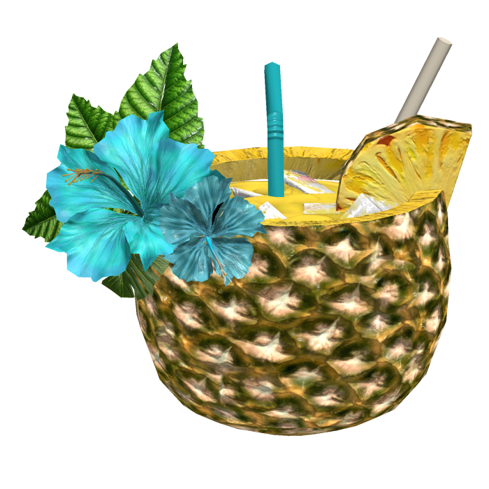 Pineapple Tropical Drink w/ Hibiscus Flowers