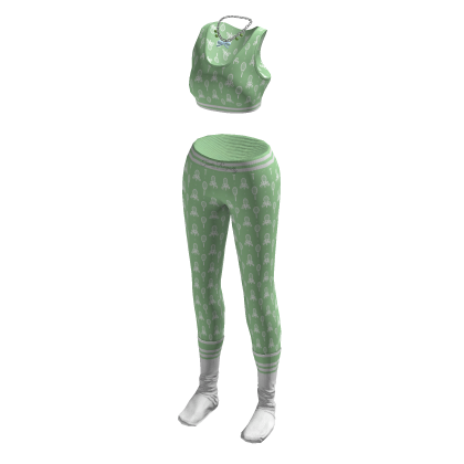 Green Leggings Crop Top Necklace Sport Outfit thumbnail