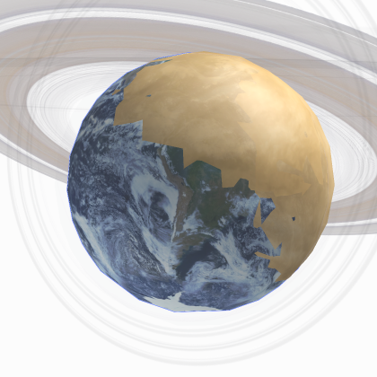 Earth with lot rings and cloud
