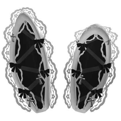 🎀 Gothic Cross Lace Bunny Ears Bows White Black