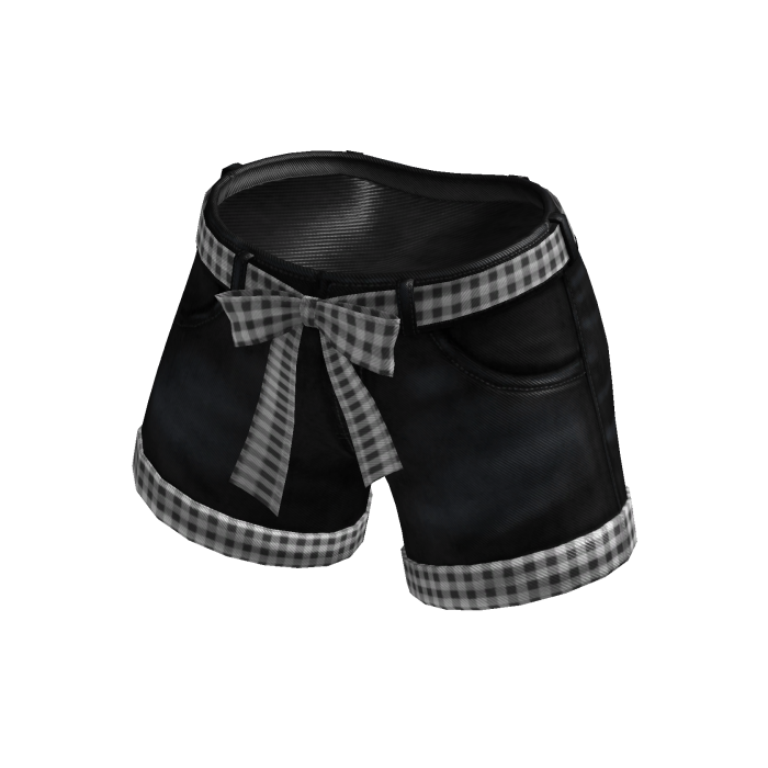 ✨Bow Belt Folded Black  Shorts / Black Gingham