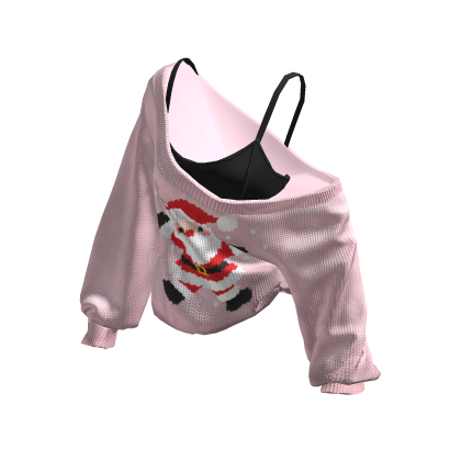Santa Cozy Baggy Christmas Sweater Pink V2