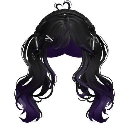 Cute Wavy Pigtails w/Headphonnes (Black&Purple)