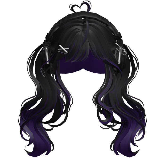 Cute Wavy Pigtails w/Headphonnes (Black&Purple)
