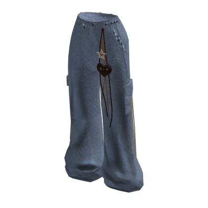 Fairy Grunge Wide Leg Pants w/ Charms (Blue)