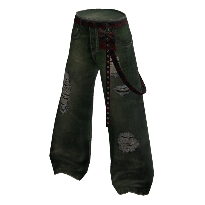 Baggy Ripped Vintage Jeans - Green