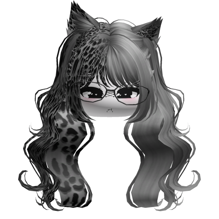 Wavy Moe Pigtails w/ Cat Ears (Gray Leopard)