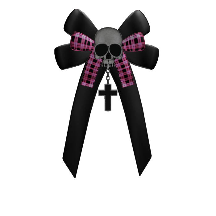 Skull Ribbon Clip - green and pink