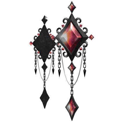 Halloween Gothic Diamond Drop Earrings (Red)