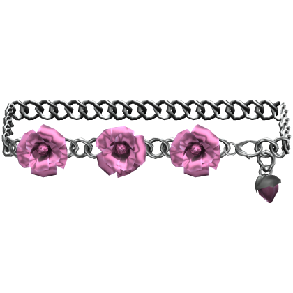 1.0 Pink Silver Rose Flower Waist Chain Belt Roblox item